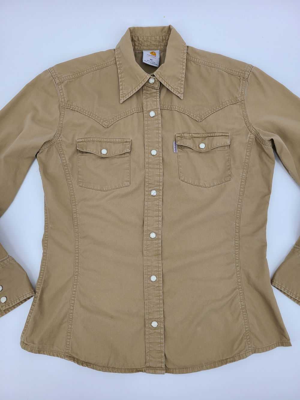Y2K 2007 Carhartt Pearl Snap 100% Cotton Western Blouse Size XS